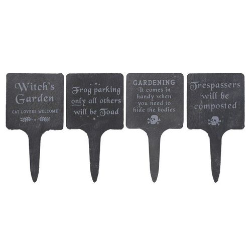 Set of 4 Slate Gothic Garden Signs | Inspired Creative Gifts | UK Supplier
