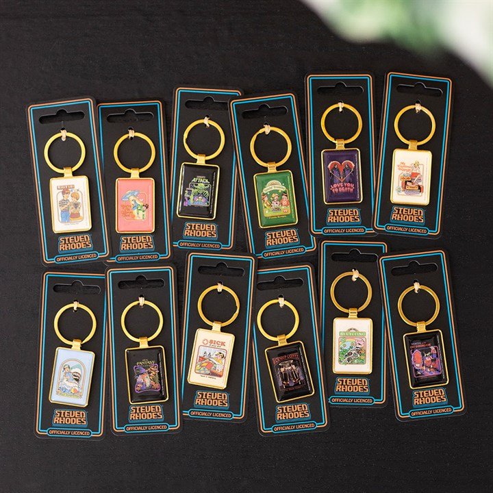 Set of 48 Enamel Keyrings by Steven Rhodes on Display | Inspired Creative Gifts
