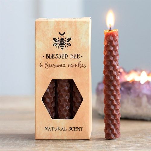 Set of 6 Brown Beeswax Spell Candles | Inspired Creative Gifts | UK Supplier
