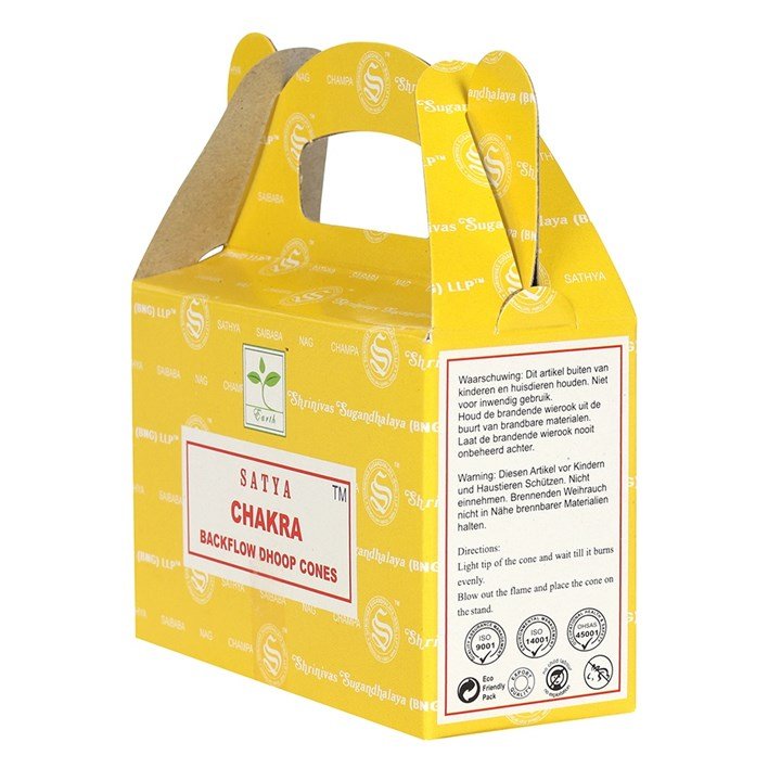 Set of 6 Packets of Chakra Backflow Dhoop Cones by Satya | Inspired Creative Gifts | UK Supplier