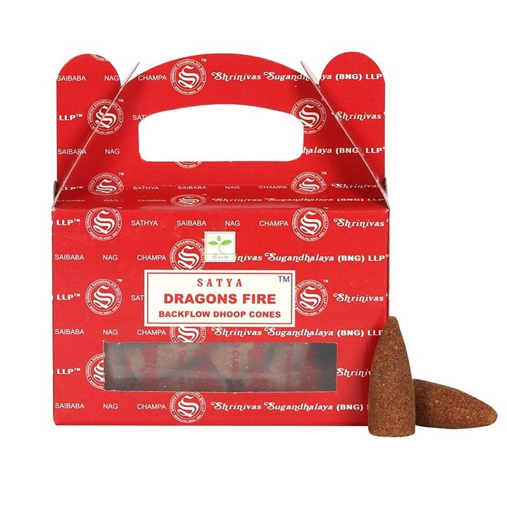Set of 6 Packets of Dragons Fire Backflow Dhoop Cones by Satya | Inspired Creative Gifts | UK Supplier