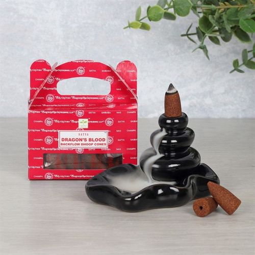 Set of 6 Packets of Satya Dragon's Blood Backflow Dhoop Cones | Inspired Creative Gifts | UK Supplier