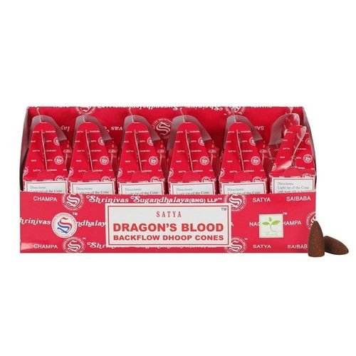 Set of 6 Packets of Satya Dragon's Blood Backflow Dhoop Cones | Inspired Creative Gifts | UK Supplier