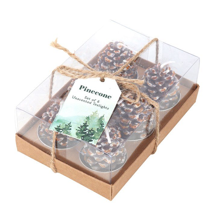 Set of 6 Pinecone Tealight Candles | Inspired Creative Gifts | UK Supplier