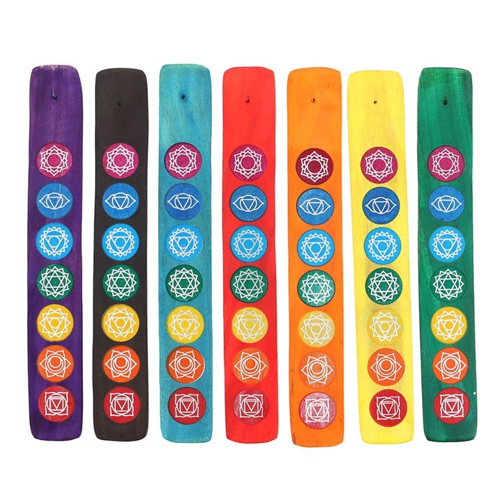 Set of 7 Wooden Chakra Incense Holders | Inspired Creative Gifts | UK Supplier