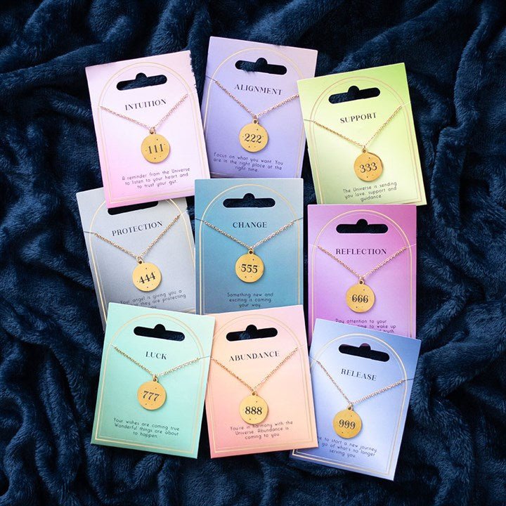 Set of 9 Angel Number Necklaces | Inspired Creative Gifts | UK Supplier