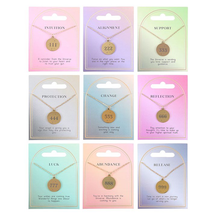 Set of 9 Angel Number Necklaces | Inspired Creative Gifts | UK Supplier