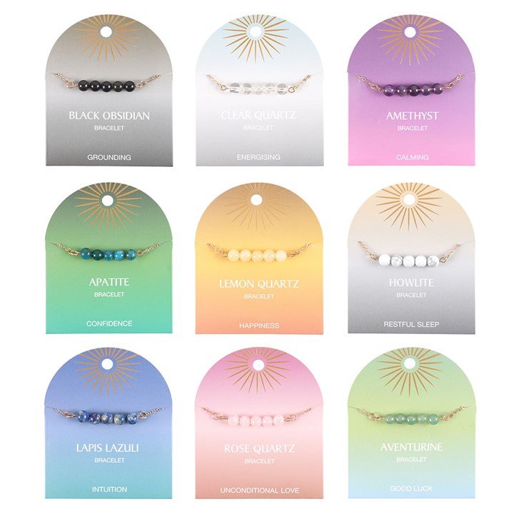 Set of 9 Crystal Beaded Chain Bracelets | Inspired Creative Gifts | UK Supplier