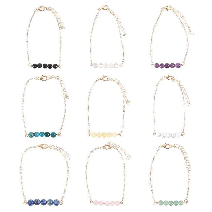 Set of 9 Crystal Beaded Chain Bracelets | Inspired Creative Gifts | UK Supplier