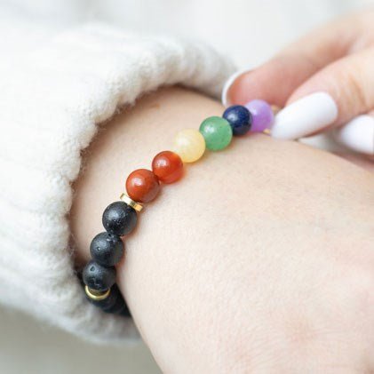Seven Chakra Mixed Gemstone Essential Oil Bracelet | Inspired Creative Gifts | UK Supplier