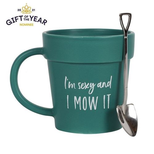 Sexy and I Mow It Pot Mug and Shovel Spoon | Inspired Creative Gifts | UK Supplier