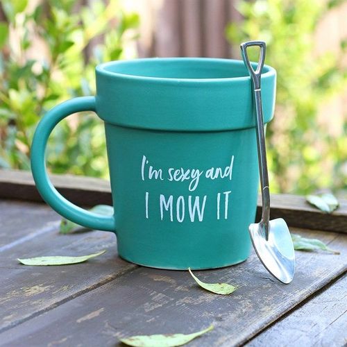 Sexy and I Mow It Pot Mug and Shovel Spoon | Inspired Creative Gifts | UK Supplier