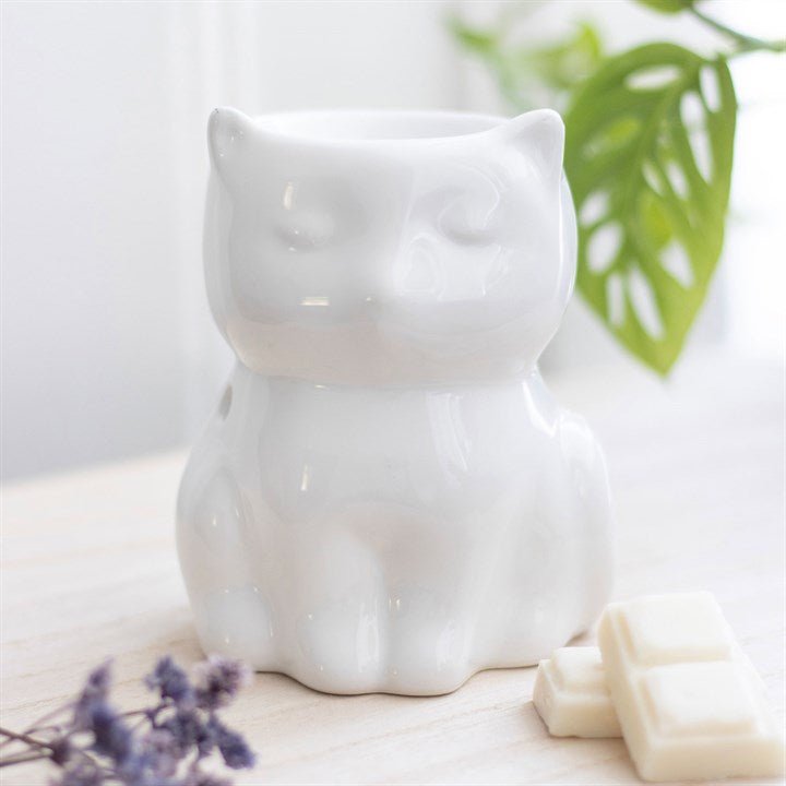 Shiny White Cat Oil Burner | Inspired Creative Gifts | UK Supplier