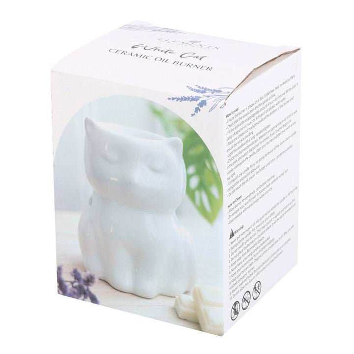 Shiny White Cat Oil Burner | Inspired Creative Gifts | UK Supplier