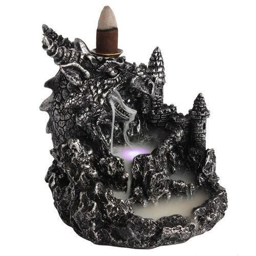 Silver Dragon Backflow Incense Burner With Light | Inspired Creative Gifts | UK Supplier