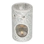 Silver Pillar Crackle Glass Oil Burner and Wax Warmer | Inspired Creative Gifts | UK Supplier