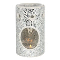 Silver Pillar Crackle Glass Oil Burner and Wax Warmer | Inspired Creative Gifts | UK Supplier