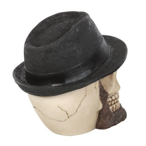 Skull Ornament with Trilby Hat | Inspired Creative Gifts | UK Supplier