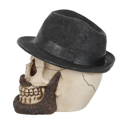 Skull Ornament with Trilby Hat | Inspired Creative Gifts | UK Supplier