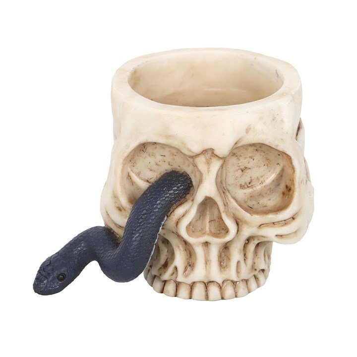 Skull Tealight Holder with Snake | Inspired Creative Gifts | UK Supplier