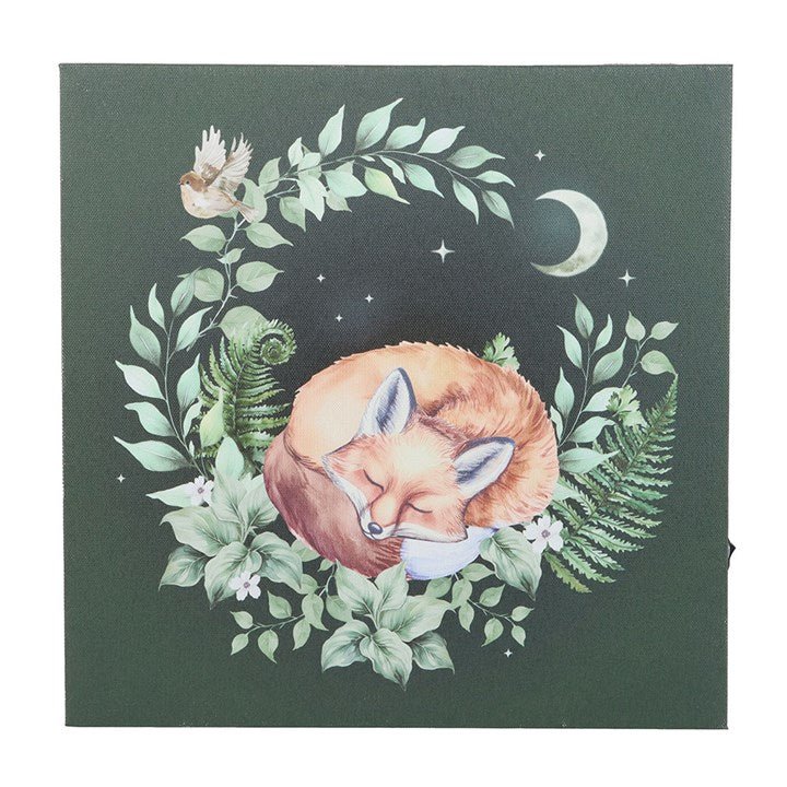 Sleeping Fox Light Up Canvas Plaque | Inspired Creative Gifts | UK Supplier