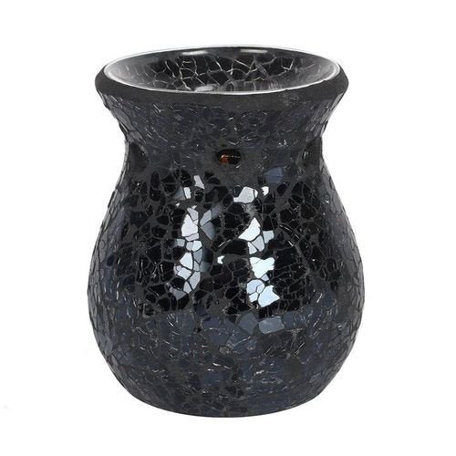 Small Black Crackle Glass Oil Burner and Wax Warmer | Inspired Creative Gifts | UK Supplier