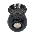 Small Black Crackle Glass Oil Burner and Wax Warmer | Inspired Creative Gifts | UK Supplier