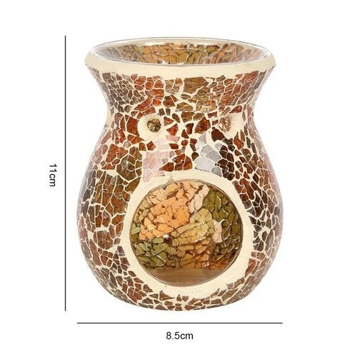 Small Brown Crackle Oil Burner and Wax Warmer | Inspired Creative Gifts | UK Supplier