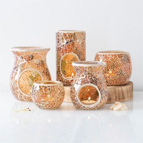 Small Brown Crackle Oil Burner and Wax Warmer | Inspired Creative Gifts | UK Supplier