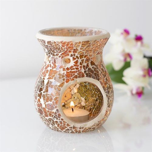 Small Brown Crackle Oil Burner and Wax Warmer | Inspired Creative Gifts | UK Supplier