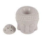 Small Grey Buddha Head Oil Burner | Inspired Creative Gifts | UK Supplier