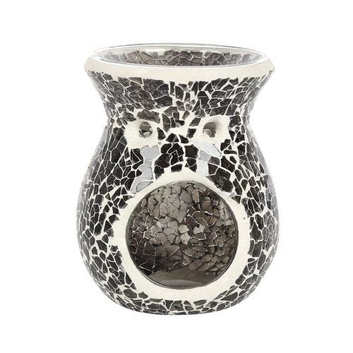 Small Gunmetal Grey Crackle Oil Burner and Wax Warmer | Inspired Creative Gifts | UK Supplier