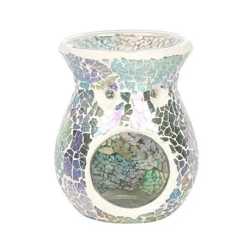 Small Light Blue Iridescent Crackle Oil Burner and Wax Warmer | Inspired Creative Gifts | UK Supplier