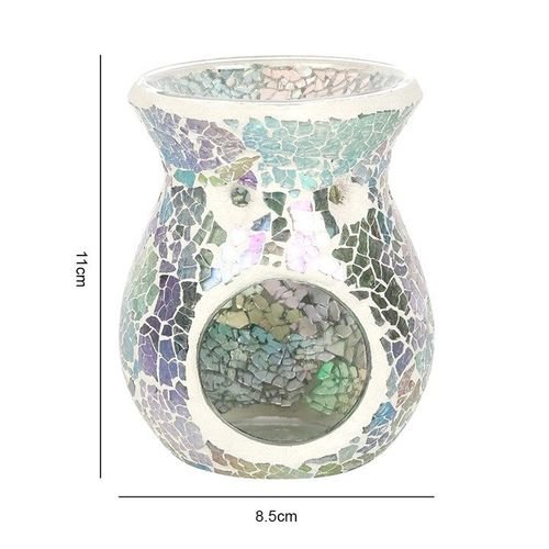 Small Light Blue Iridescent Crackle Oil Burner and Wax Warmer | Inspired Creative Gifts | UK Supplier