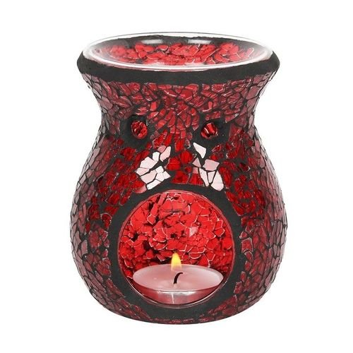 Small Red Crackle Glass Oil Burner and Wax Warmer | Inspired Creative Gifts | UK Supplier