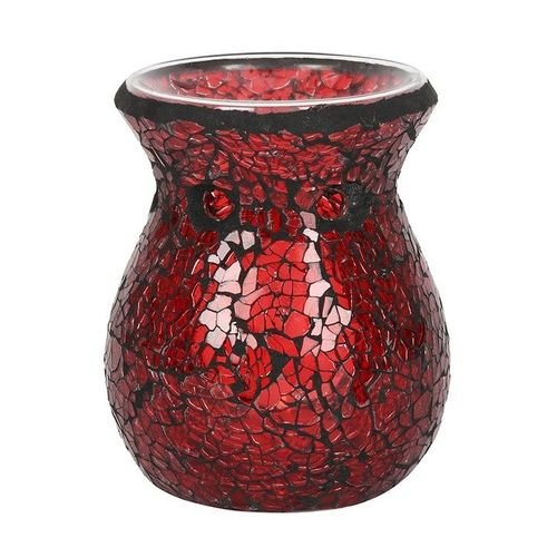 Small Red Crackle Glass Oil Burner and Wax Warmer | Inspired Creative Gifts | UK Supplier