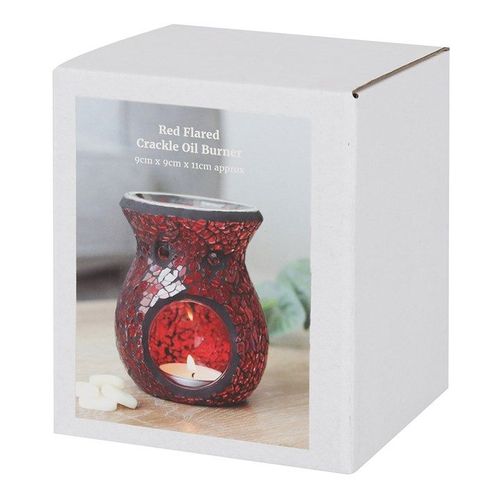 Small Red Crackle Glass Oil Burner and Wax Warmer | Inspired Creative Gifts | UK Supplier