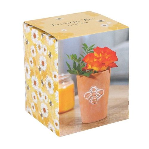 Small Terracotta Single Bee Motif Plant Pot | Inspired Creative Gifts | UK Supplier