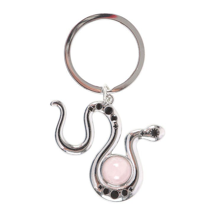 Snake Keyring with Rose Quartz Crystal | Inspired Creative Gifts | UK Supplier