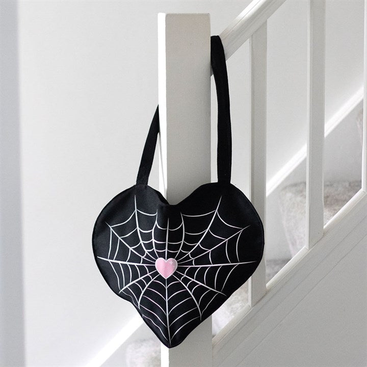 Spiderweb Heart Satin Tote Bag | Inspired Creative Gifts | UK Supplier
