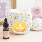 Spring Floral Print Egg Oil Burner and Wax Warmer | Inspired Creative Gifts | UK Supplier