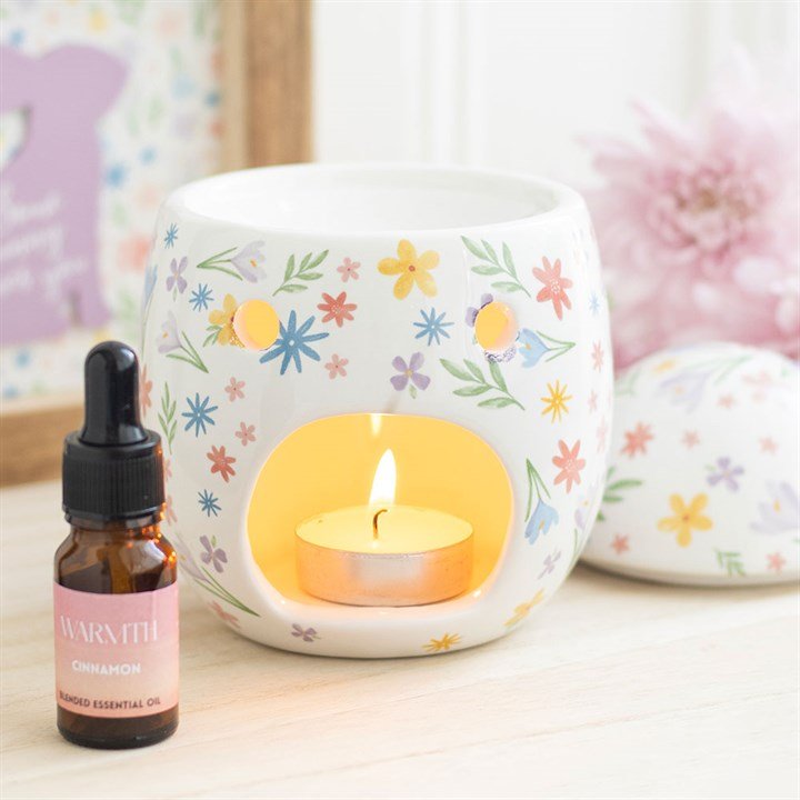 Spring Floral Print Egg Oil Burner and Wax Warmer | Inspired Creative Gifts | UK Supplier