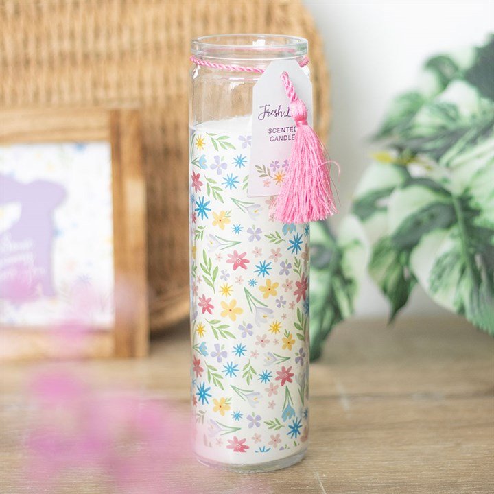 Spring Floral Print Fresh Linen Tube Candle | Inspired Creative Gifts | UK Supplier