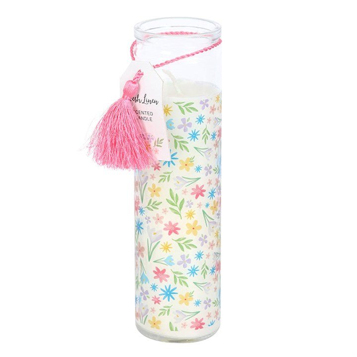 Spring Floral Print Fresh Linen Tube Candle | Inspired Creative Gifts | UK Supplier