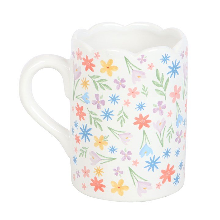Spring Floral Print Scalloped Mug | Inspired Creative Gifts