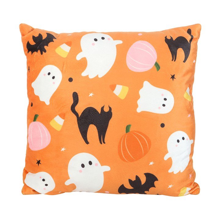 Square Sweet and Spooky Ghost Print Cushion | Inspired Creative Gifts | UK Supplier
