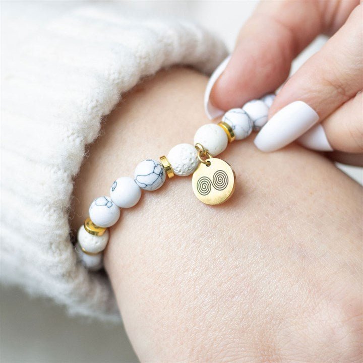 Stress Less Howlite Crystal Essential Oil Bracelet | Inspired Creative Gifts | UK Supplier