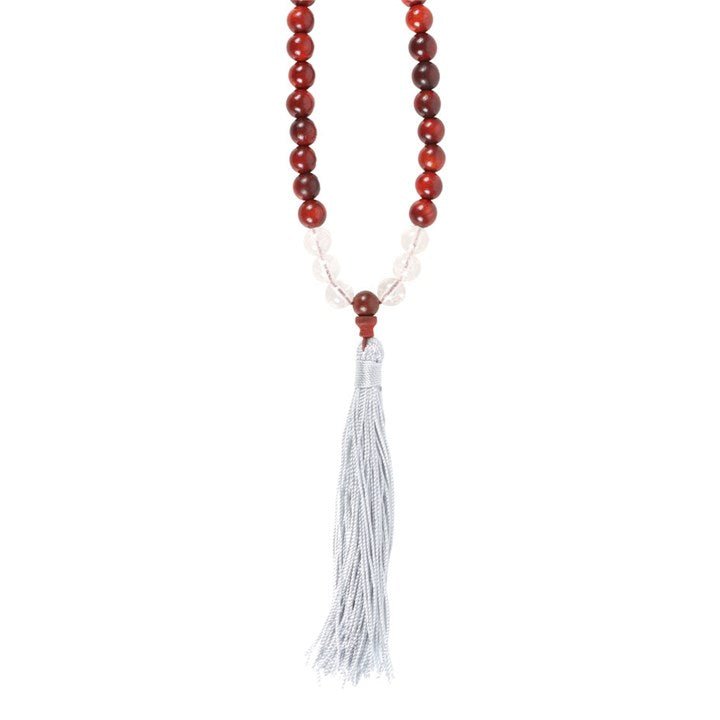 Stress Less Rosewood & Clear Quartz Mallah Necklace | Inspired Creative Gifts | UK Supplier