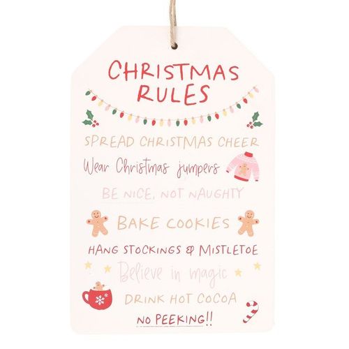 Sugarplum Fun Christmas Rules Hanging Sign | Inspired Creative Gifts | UK Supplier