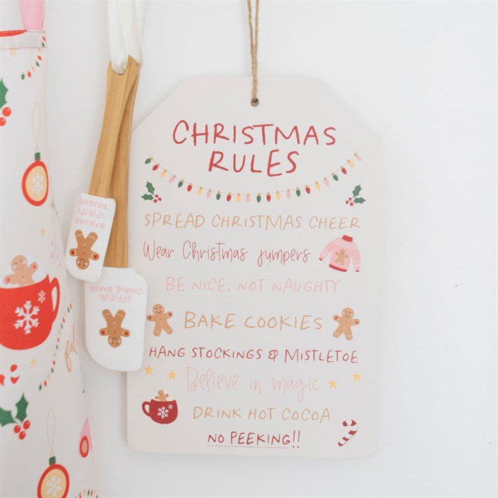 Sugarplum Fun Christmas Rules Hanging Sign | Inspired Creative Gifts | UK Supplier
